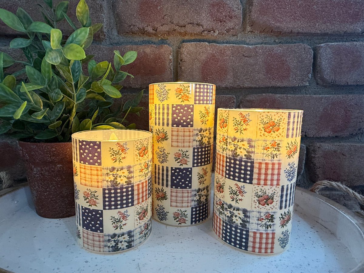 Patchwork Glass 3D Flame Candle - 3 Sizes