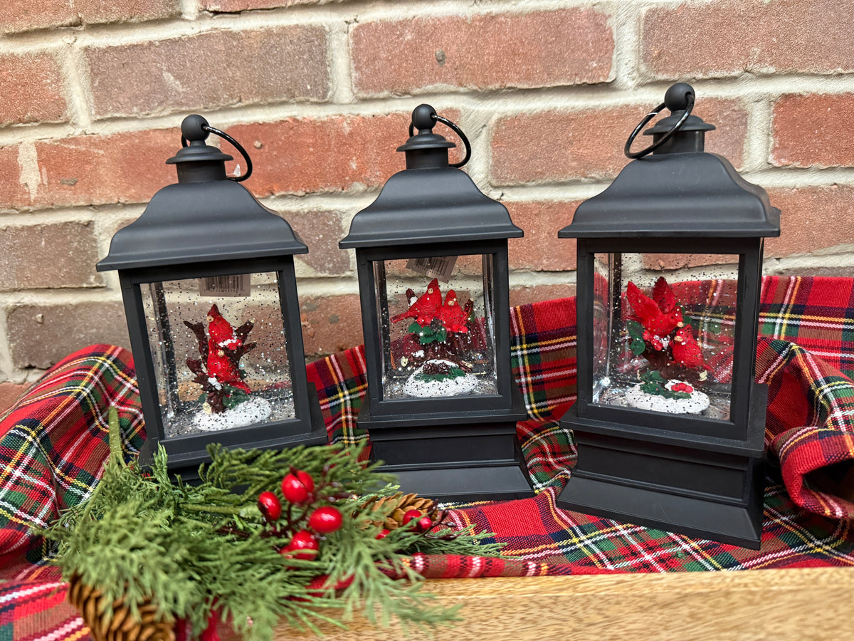 Cardinals Lighted Water Globe Lantern