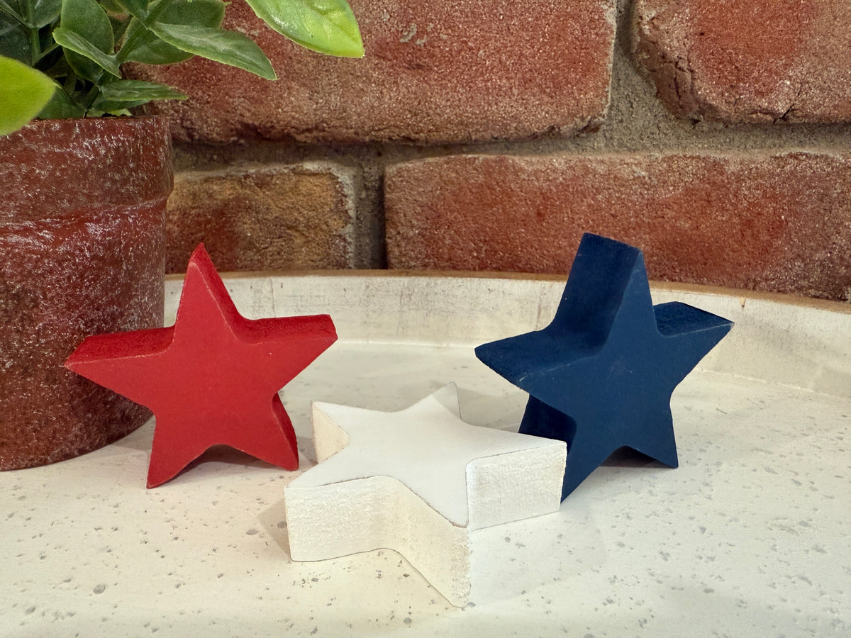 Mini Americana Wood Stars - Set of 3