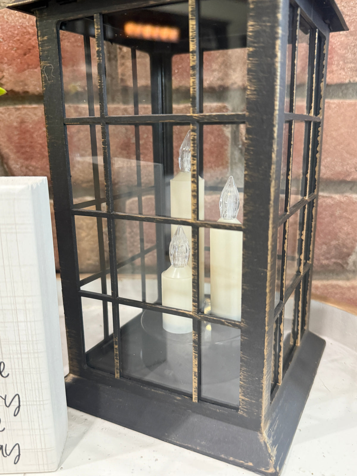 Lighted Lantern with Candle Trio