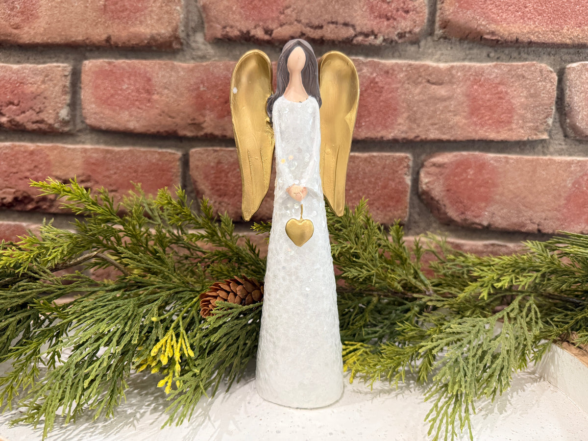 Gold and White Angel with Heart