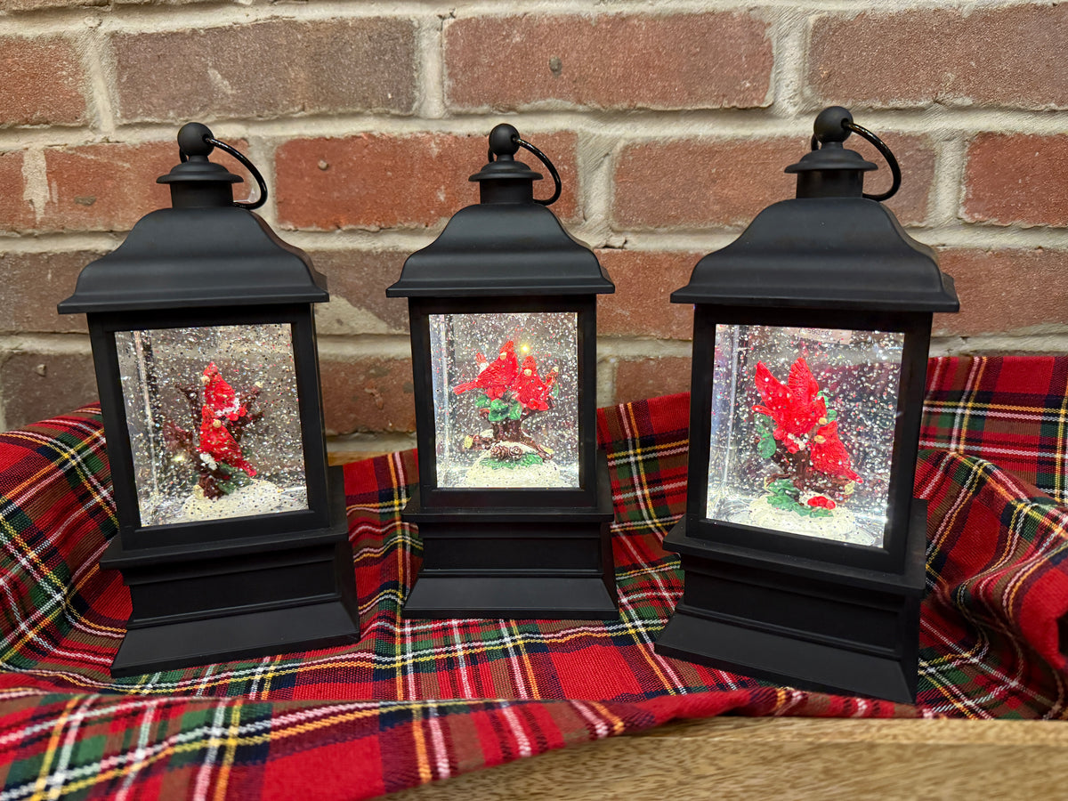Cardinals Lighted Water Globe Lantern
