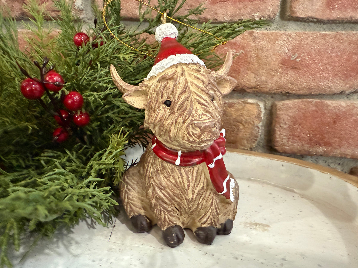 Holiday Highland Cow Ornament - 2 Styles