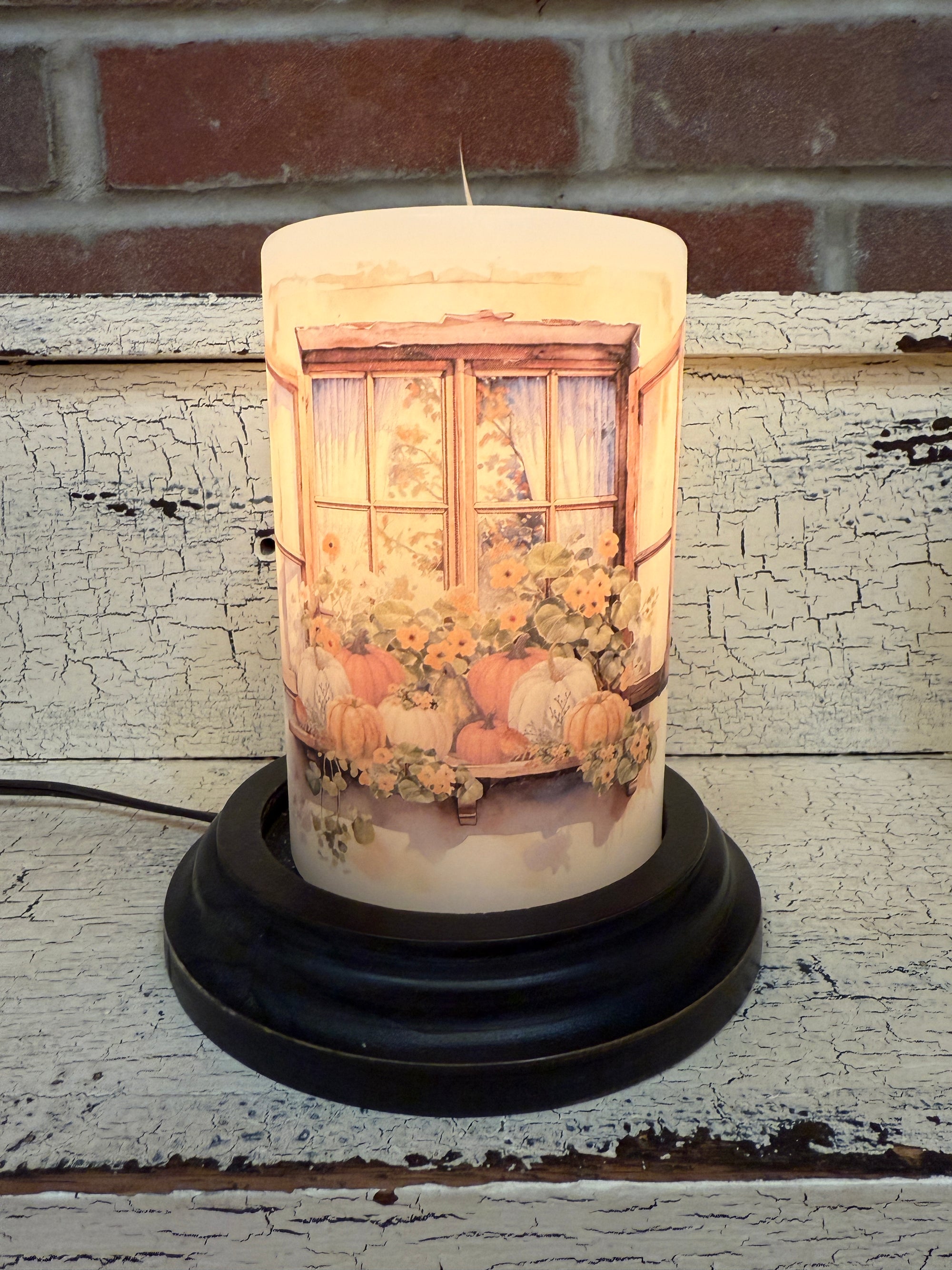 Fall Garden Window Candle Sleeve