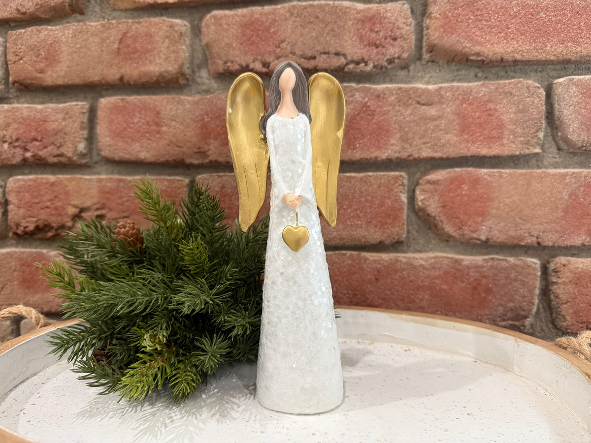Gold and White Angel with Heart