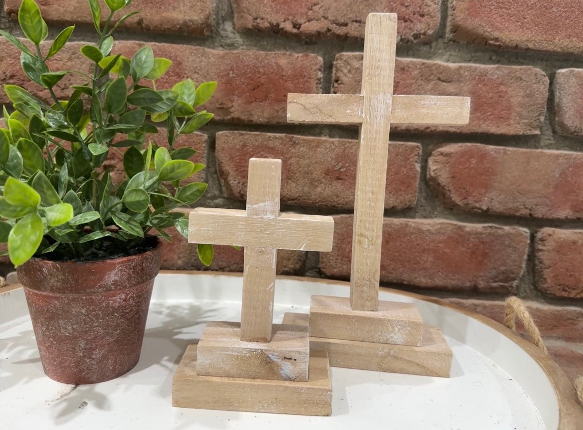 Wood Cross on Stand - 2 Sizes