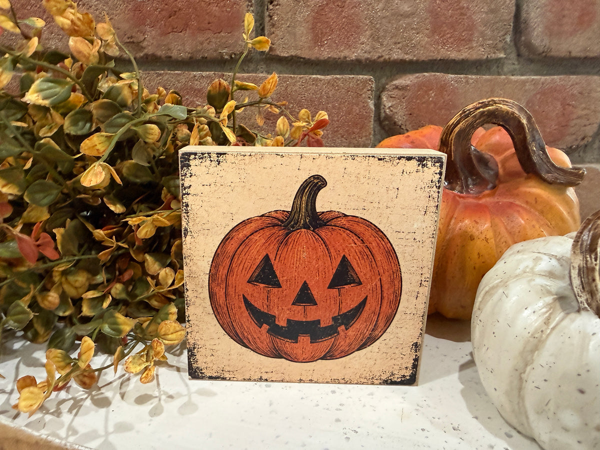 Jack o Lantern Wood Sign