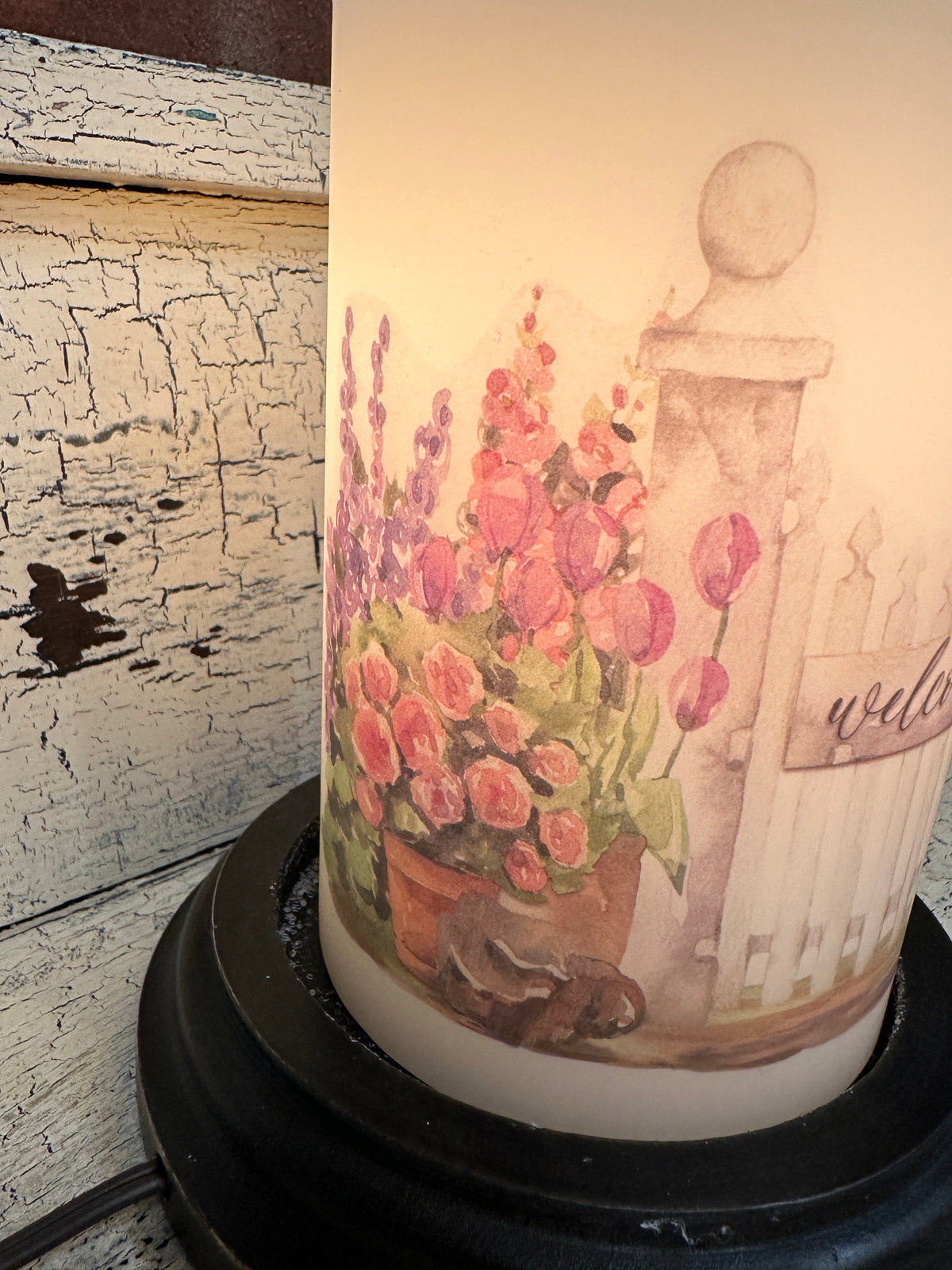 Spring Garden Gate Candle Sleeve