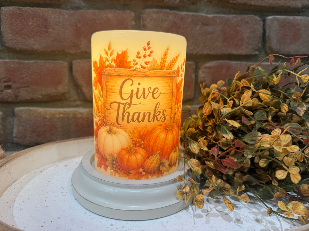 Thankful Harvest Pumpkins Candle Sleeve