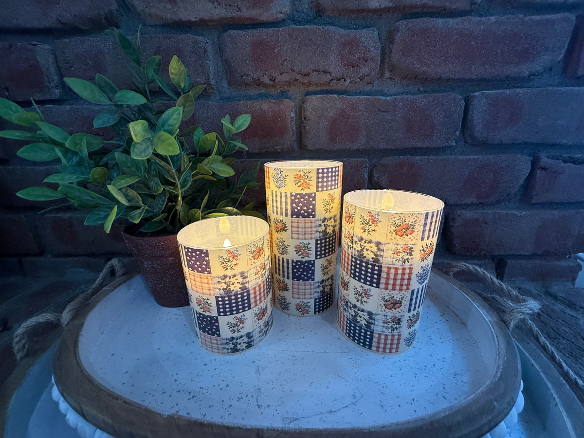 Patchwork Glass 3D Flame Candle - 3 Sizes