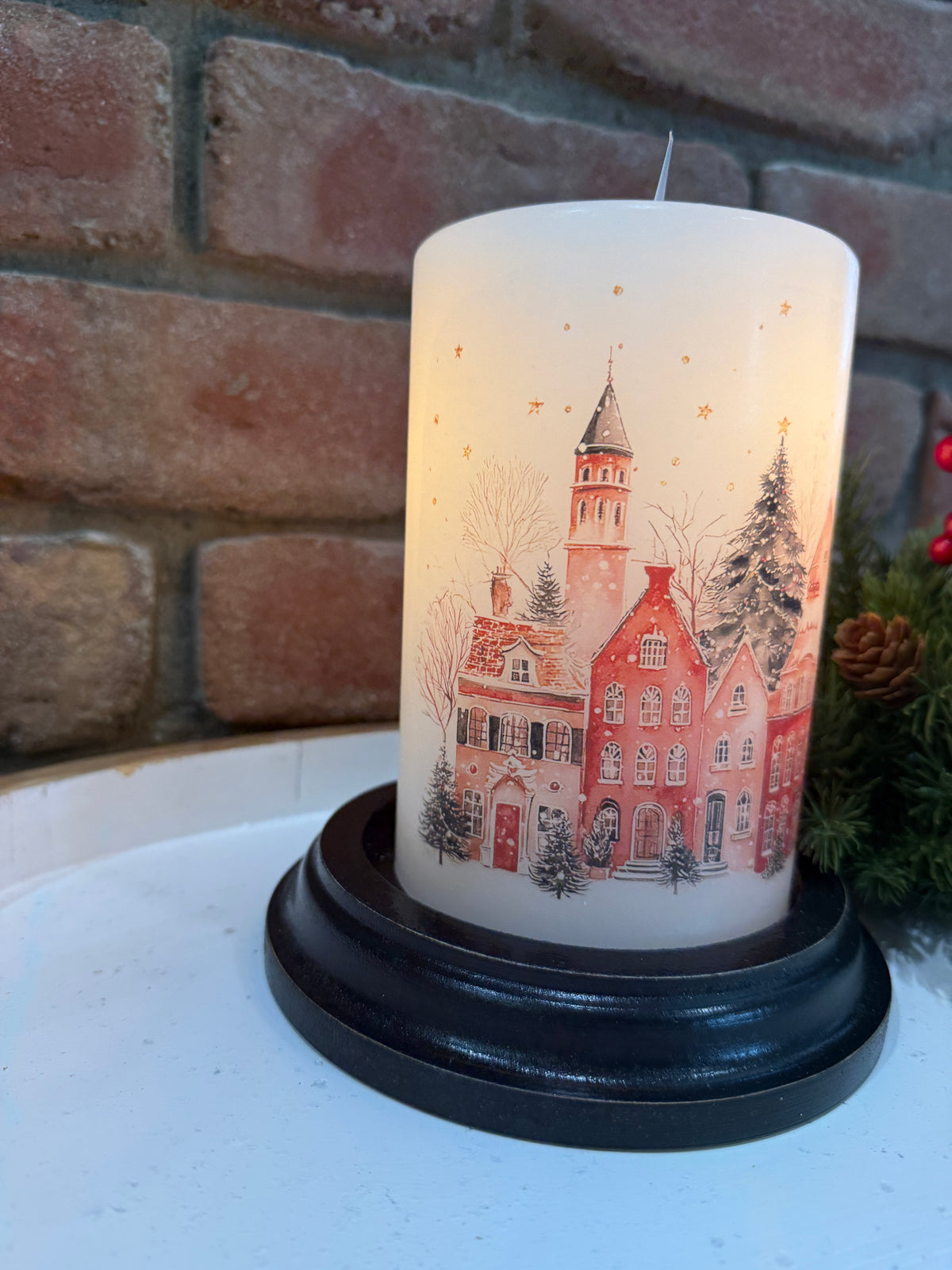 Winter Christmas Village Candle Sleeve
