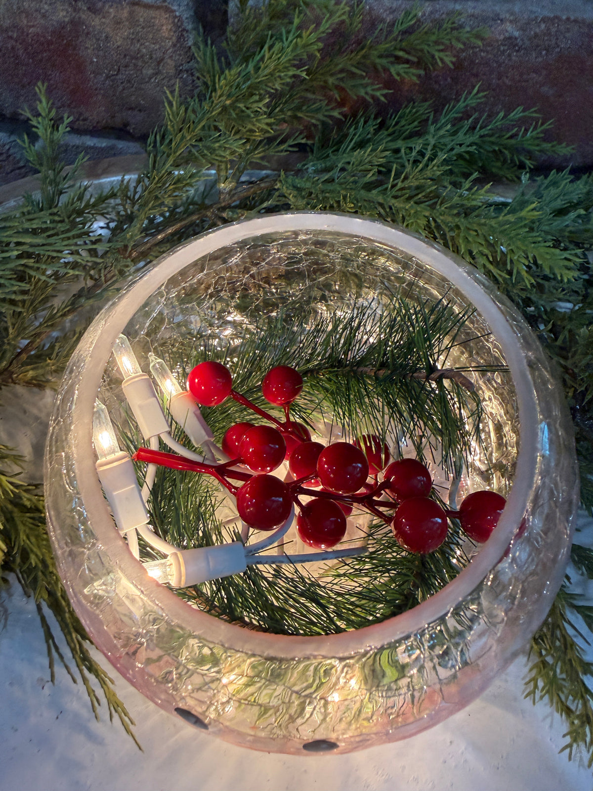 Crackle Glass Snowman Head Light
