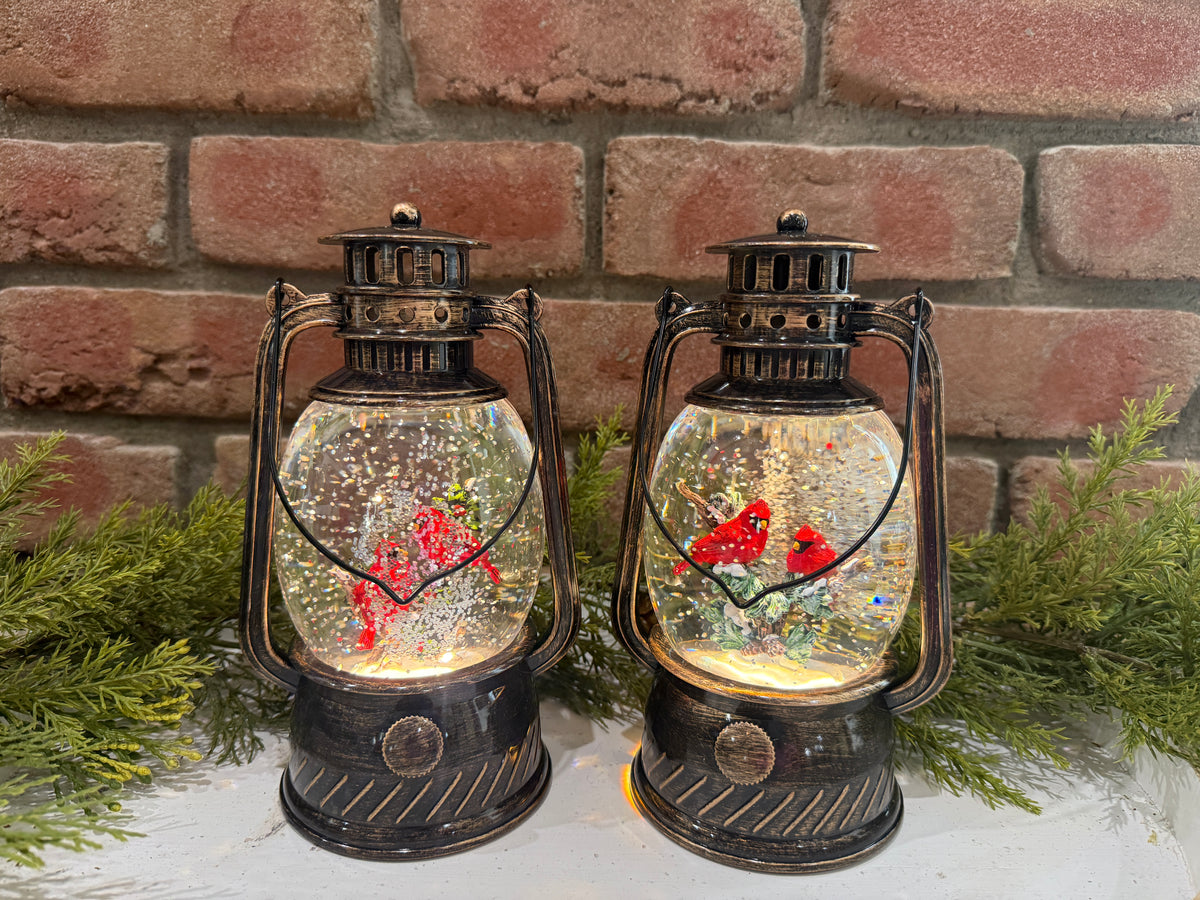Spinning Water Globe Lantern with Cardinals - 2 Styles