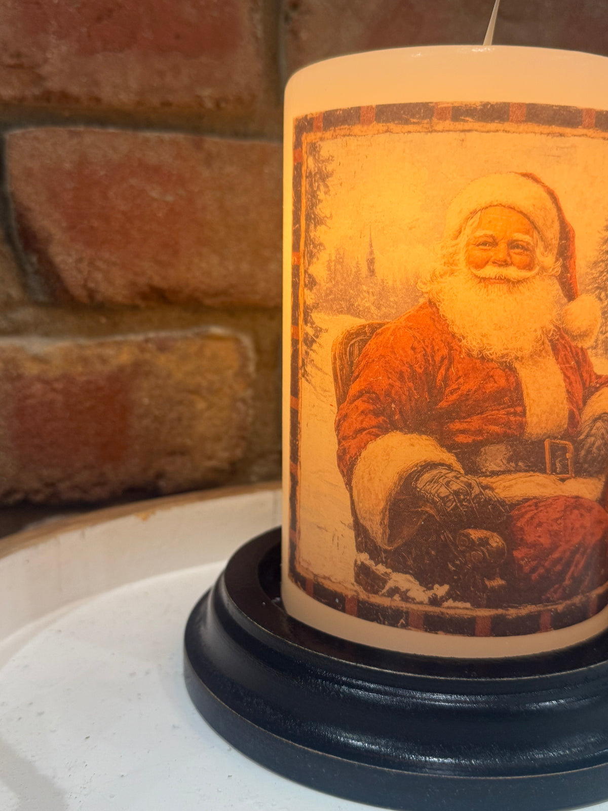 Homespun Plaid Santa Candle Sleeve