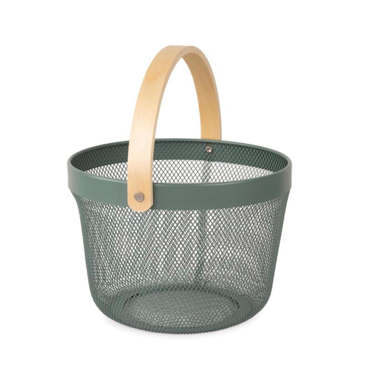 Green Round Mesh Metal Basket