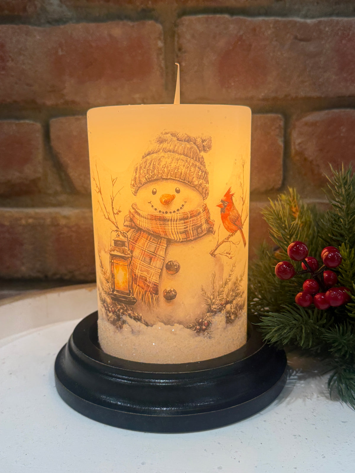 Woodsy Wilbur Snowman Candle Sleeve
