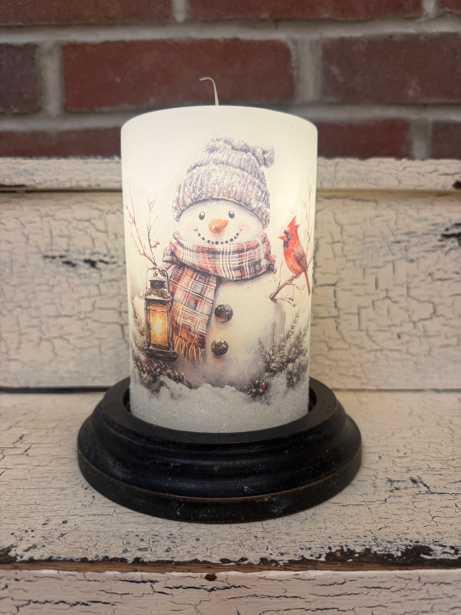 Woodsy Wilbur Snowman Candle Sleeve