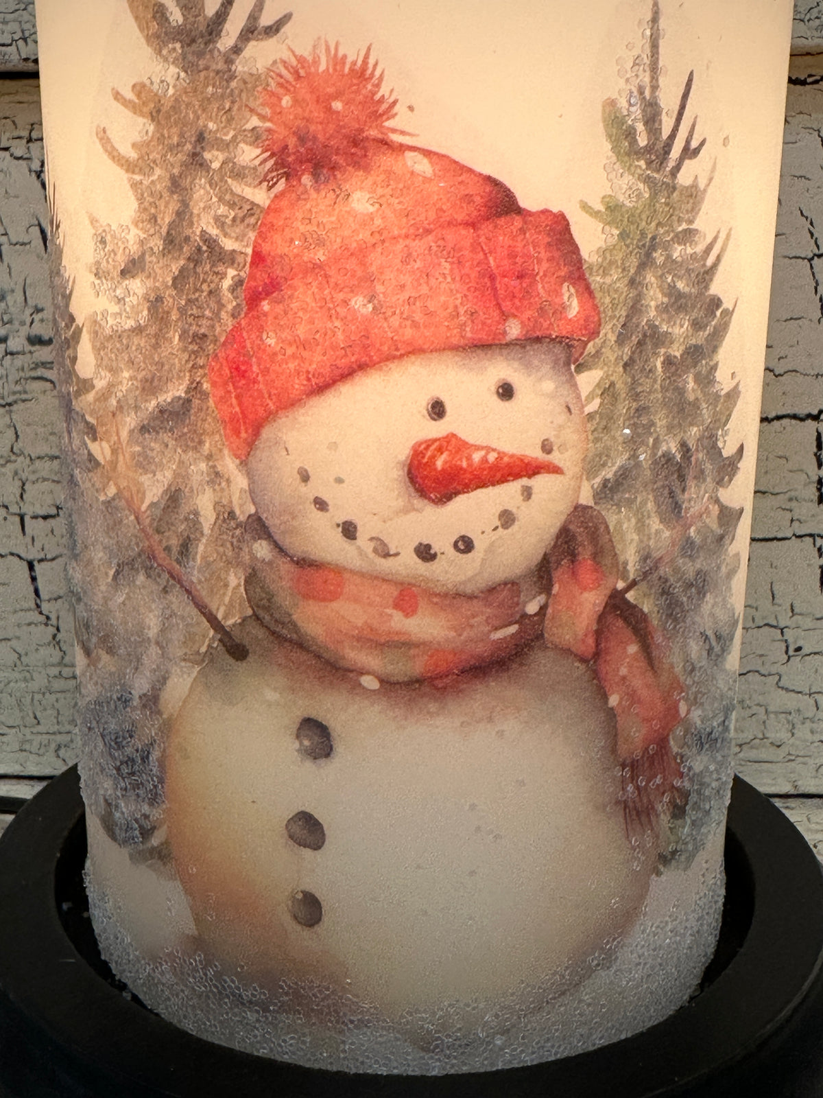 Winter Woods Snowman Candle Sleeve