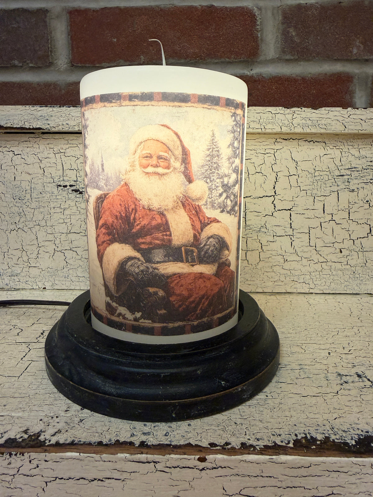 Homespun Plaid Santa Candle Sleeve