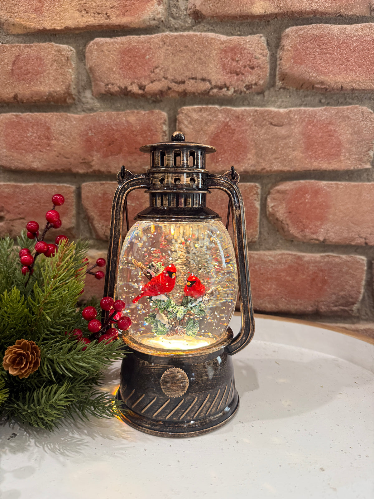 Spinning Water Globe Lantern with Cardinals - 2 Styles