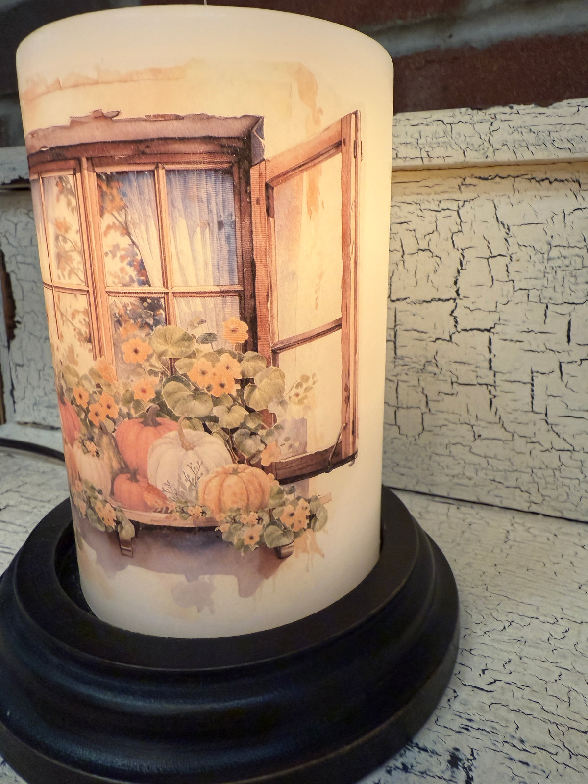 Fall Garden Window Candle Sleeve