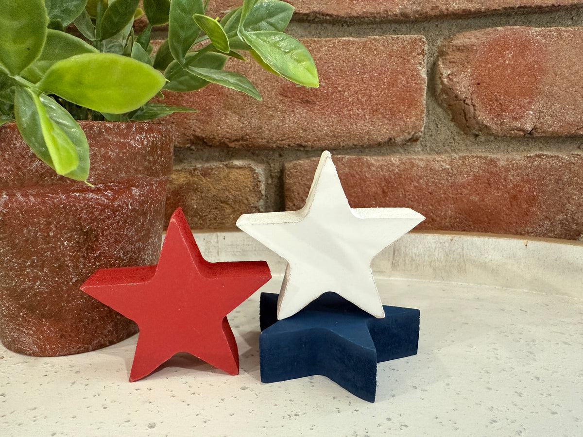 Mini Americana Wood Stars - Set of 3