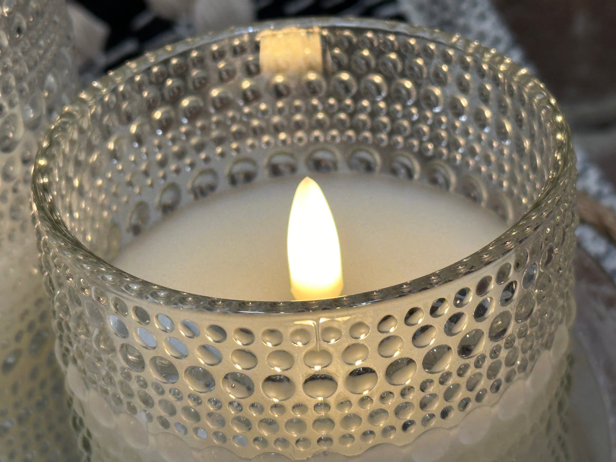 Dotted Glass 3D Flame Candle - 2 Sizes