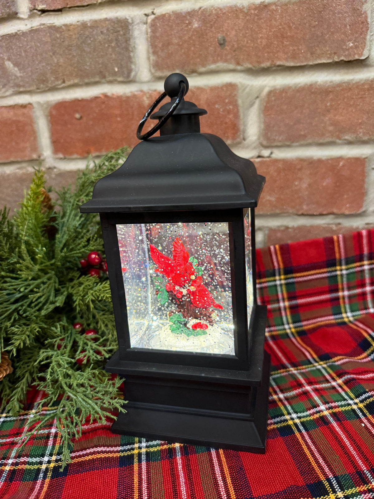 Cardinals Lighted Water Globe Lantern