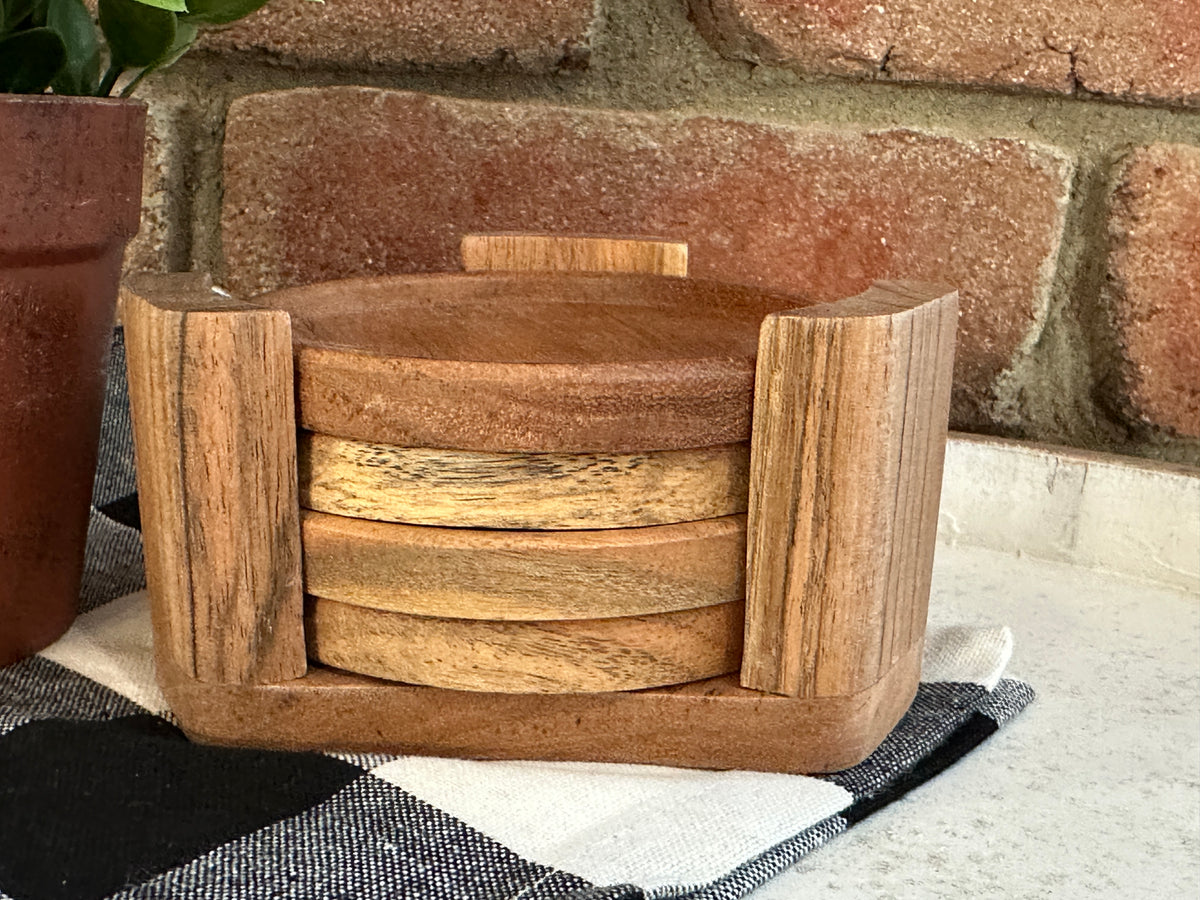Wood Coasters with Stand