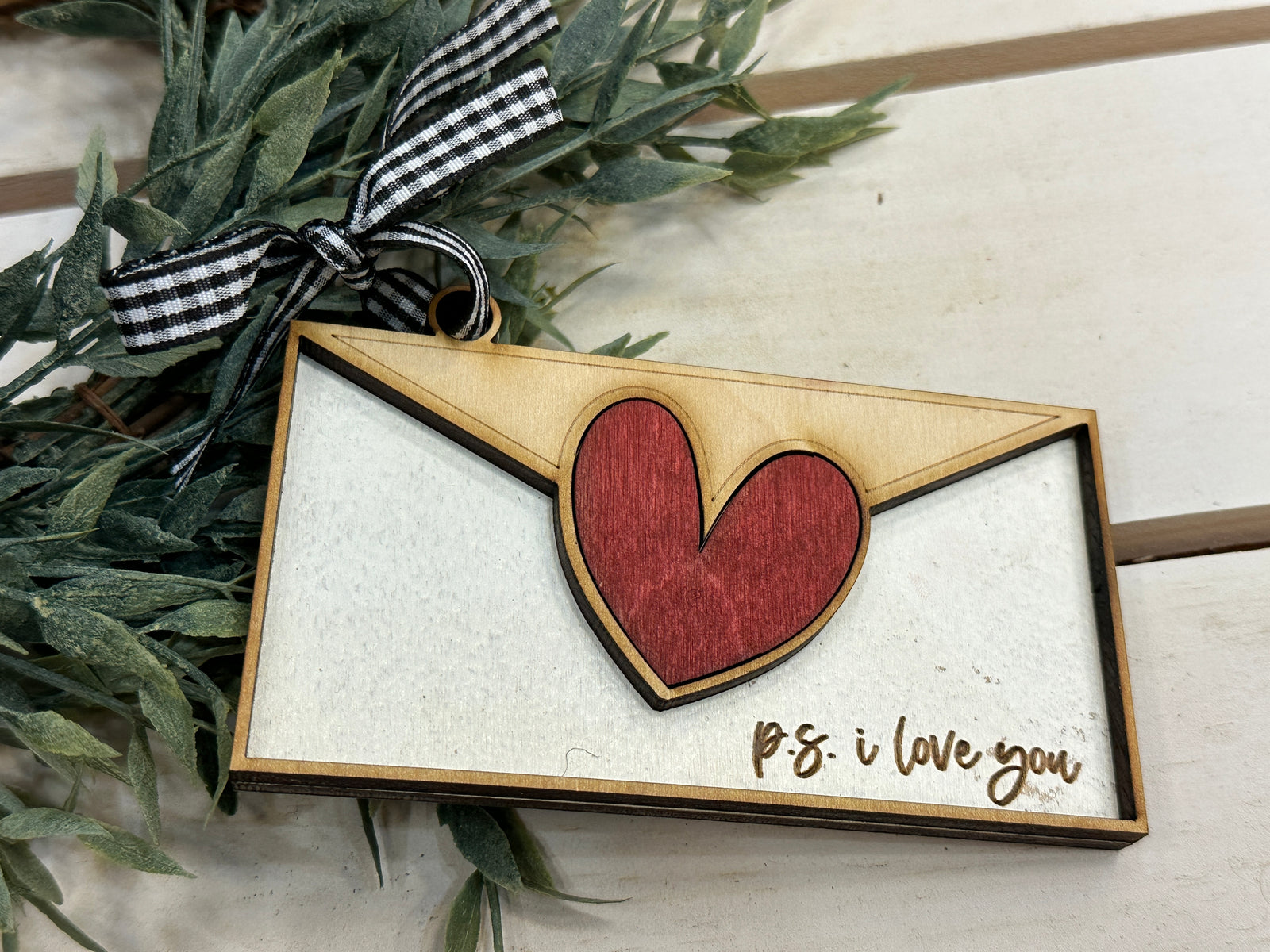 Handmade PS I Love You Ornament