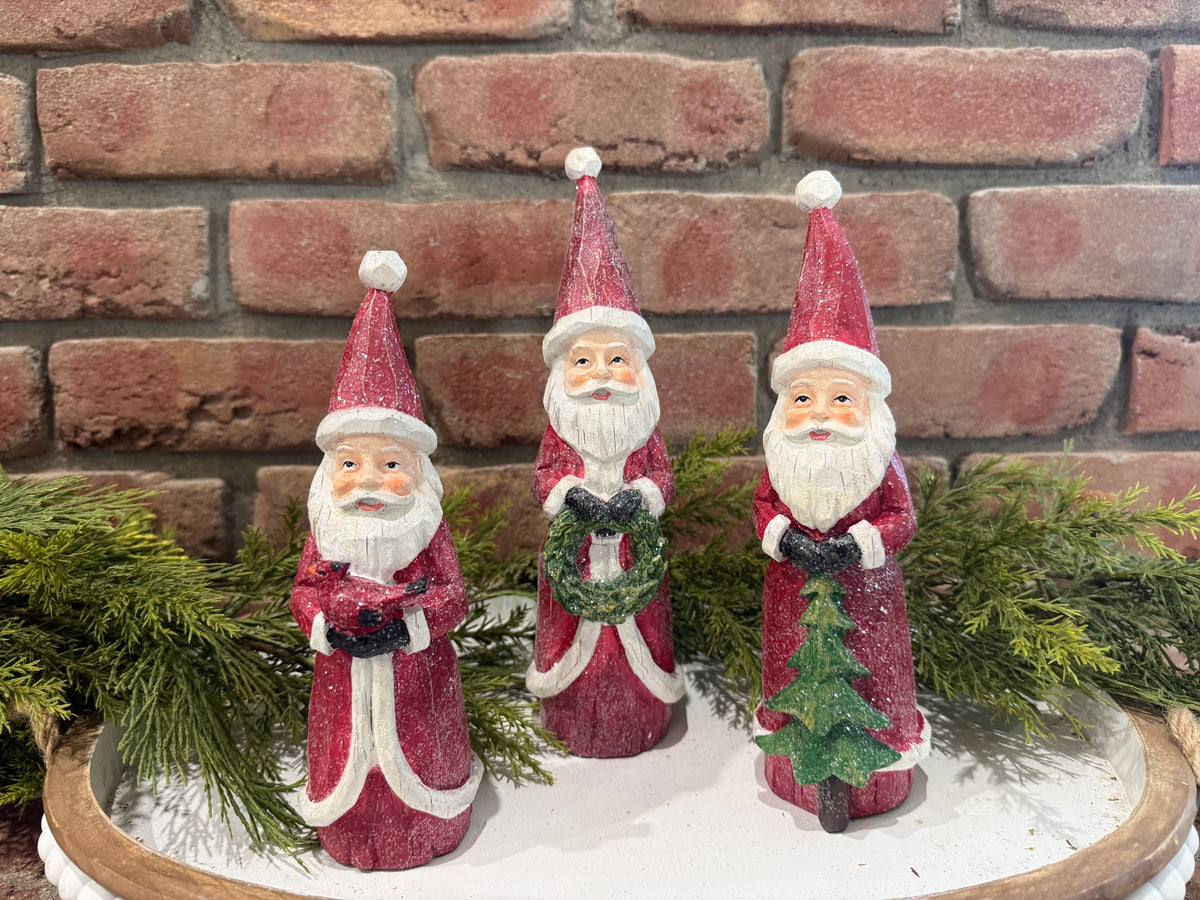 Wood Carved Santa - 3 Styles