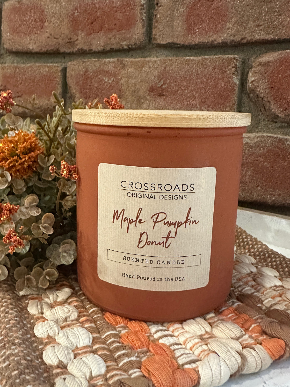 Maple Pumpkin Donut Colored Glass 14 oz Candle