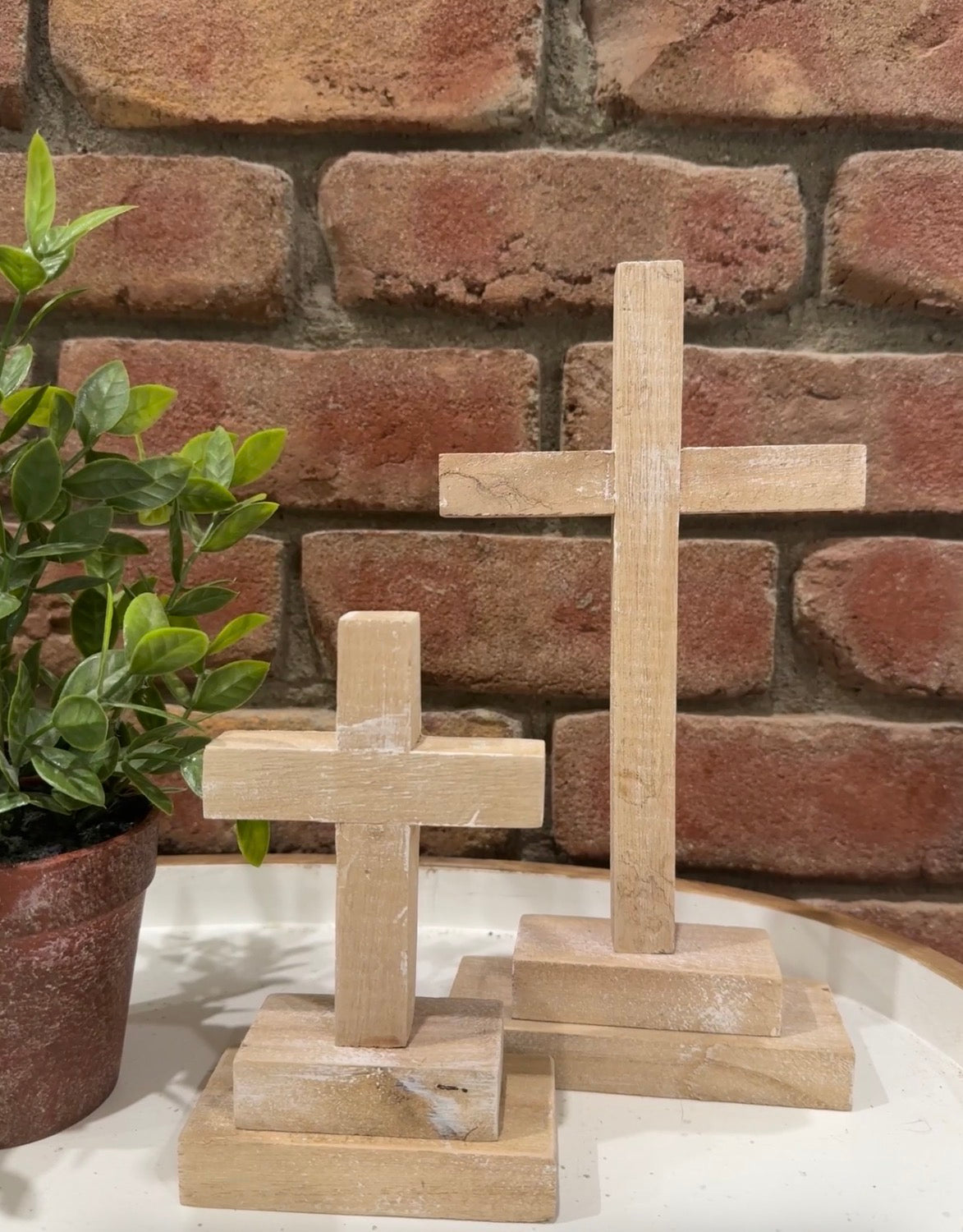 Wood Cross on Stand - 2 Sizes