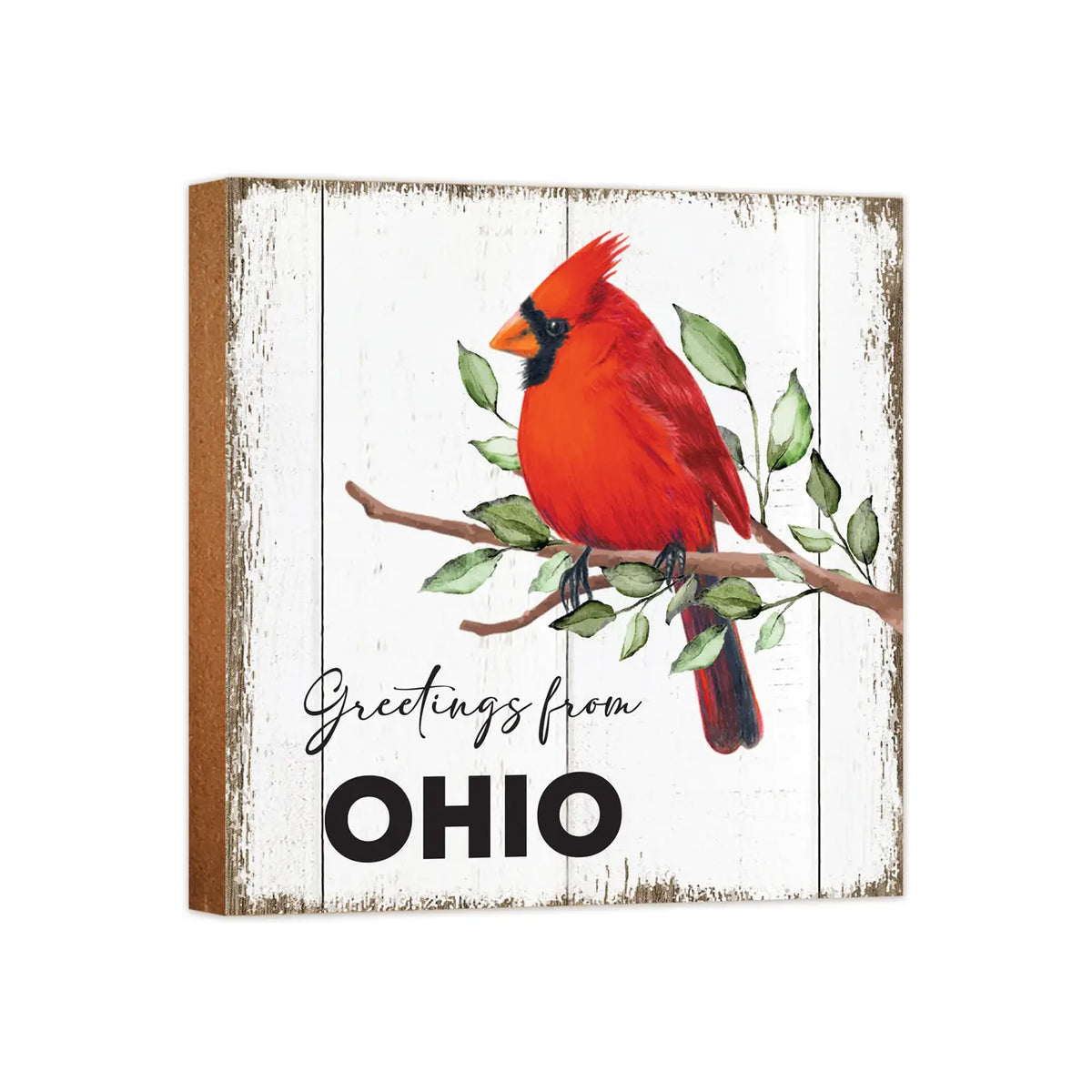 Greetings from Ohio Wood Block Sign