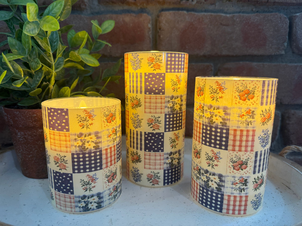 Patchwork Glass 3D Flame Candle - 3 Sizes