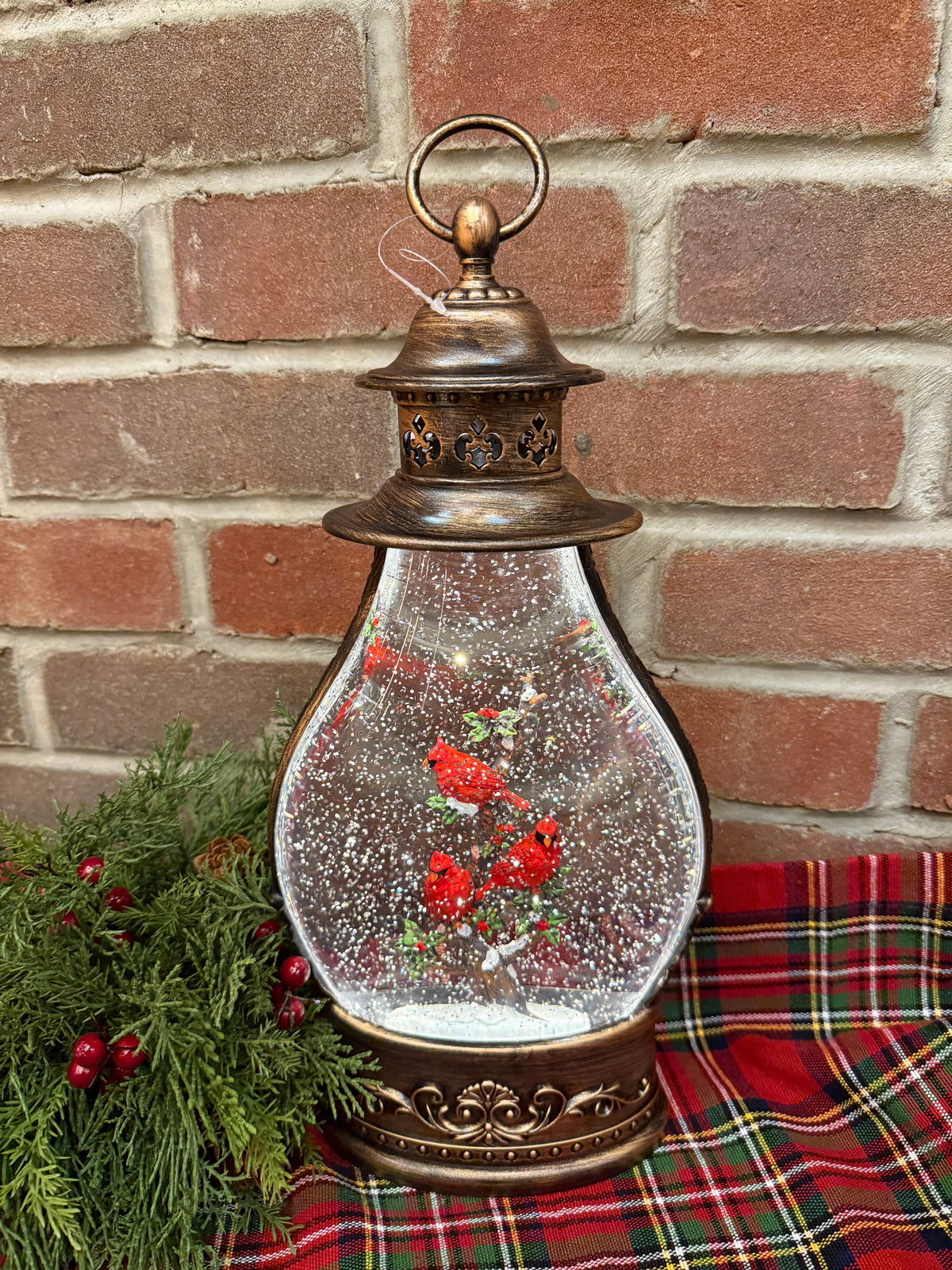 Cardinals Lighted Water Globe Lantern - Large