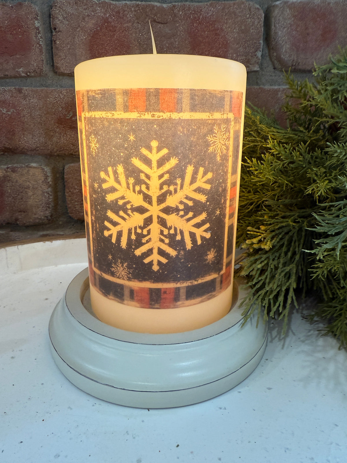 Primitive Snowflake Candle Sleeve