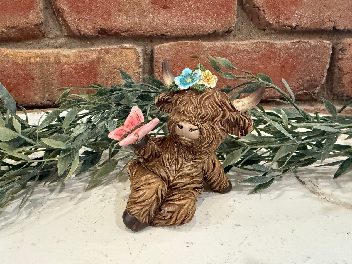 Highland Cow Butterfly &amp; Flower - 3 Styles