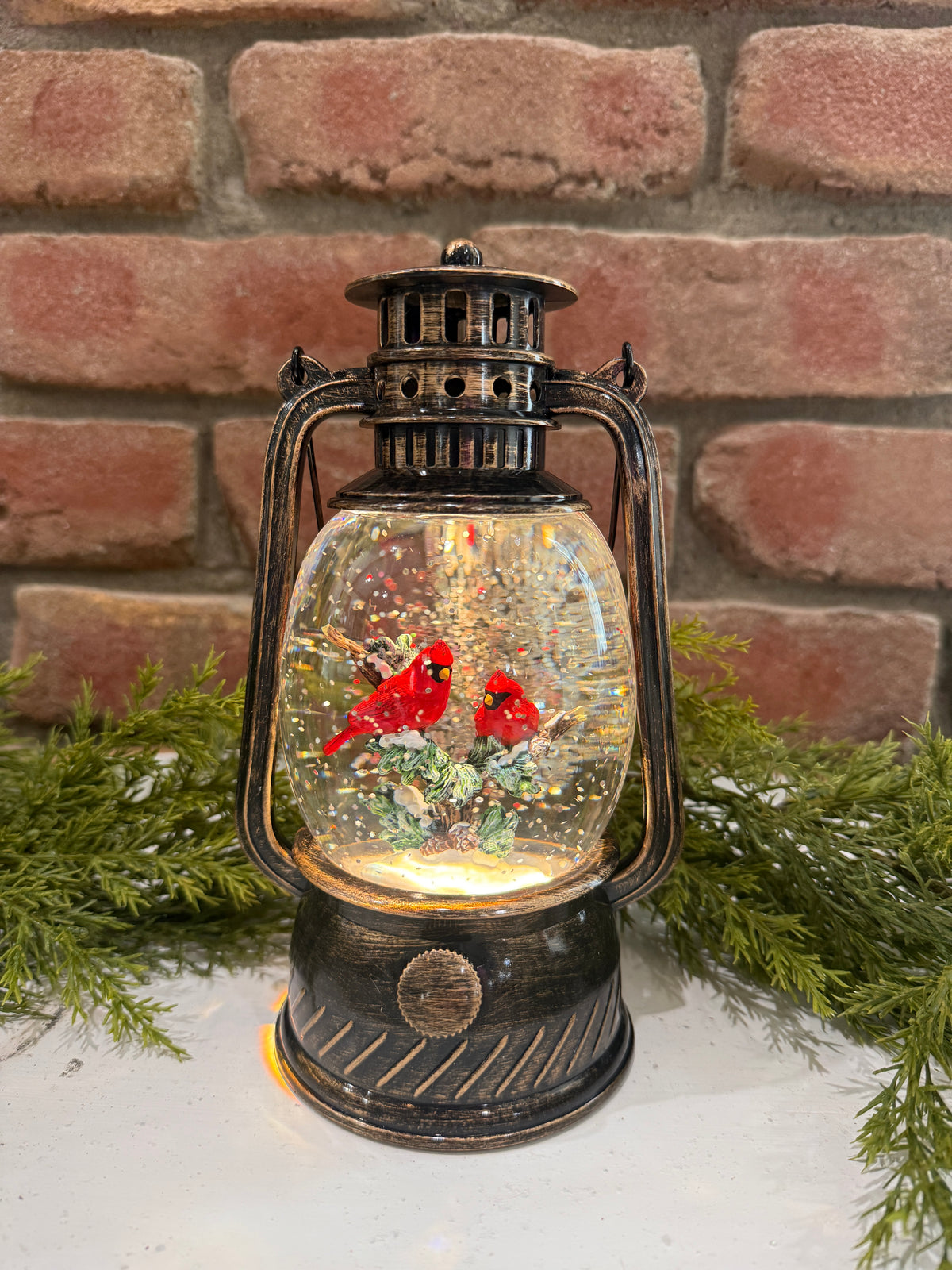 Spinning Water Globe Lantern with Cardinals - 2 Styles