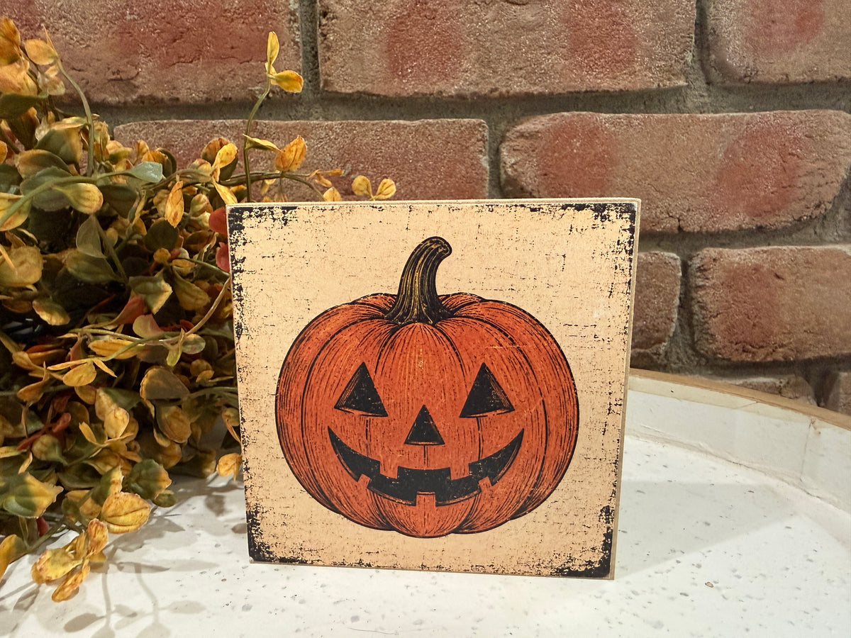 Jack o Lantern Wood Sign