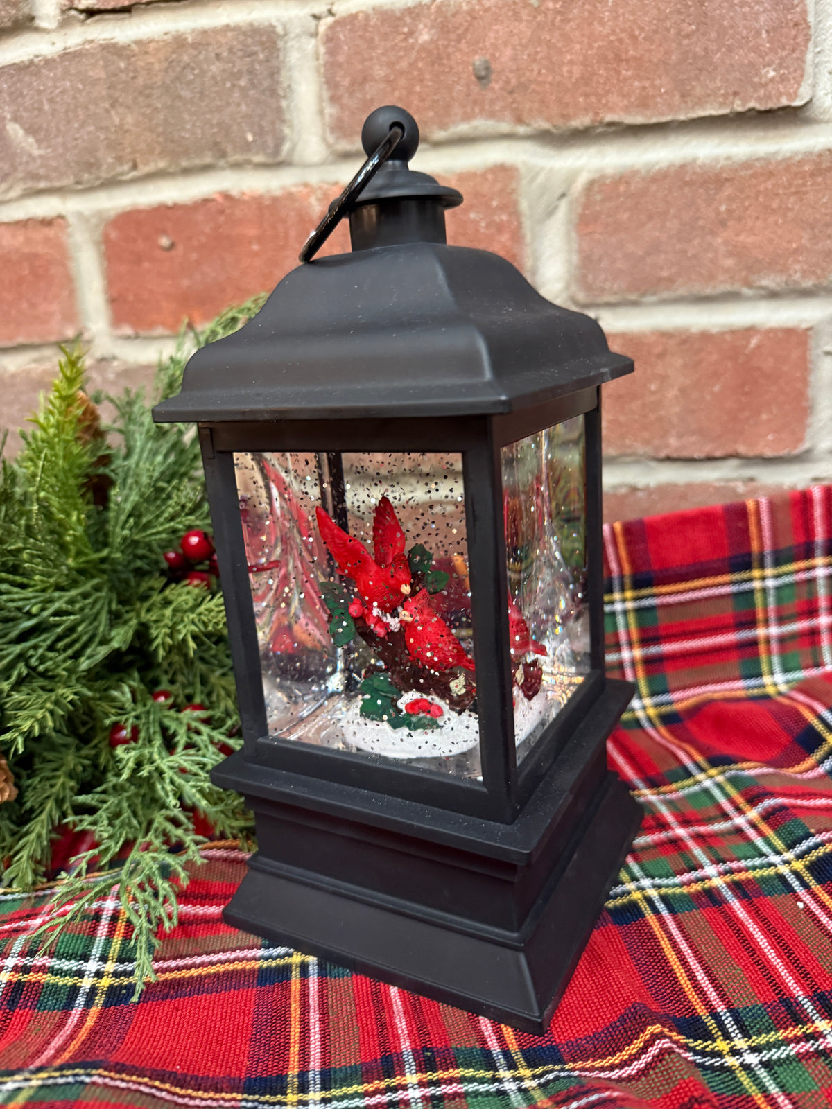 Cardinals Lighted Water Globe Lantern