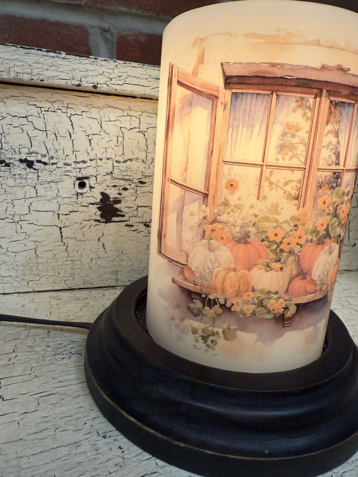 Fall Garden Window Candle Sleeve