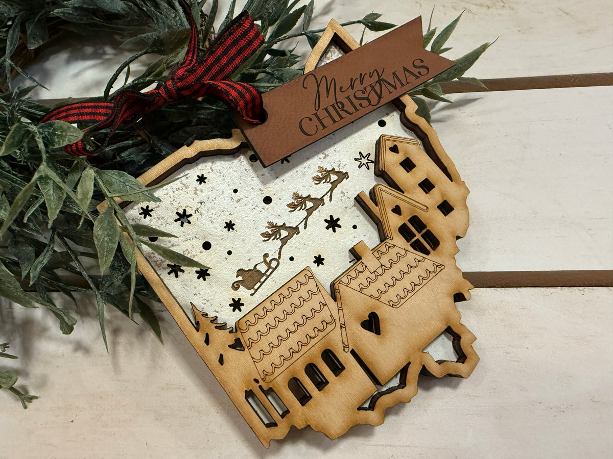 Handmade Ohio Santa’s Sleigh Ornament