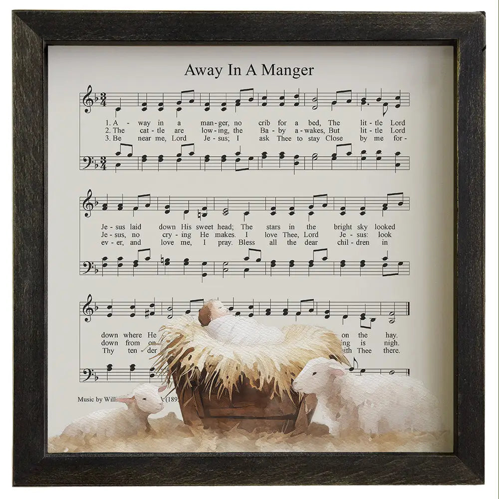Away in a Manger Framed Sign
