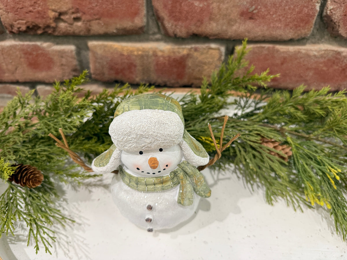 Green and White Snowman - 2 Sizes