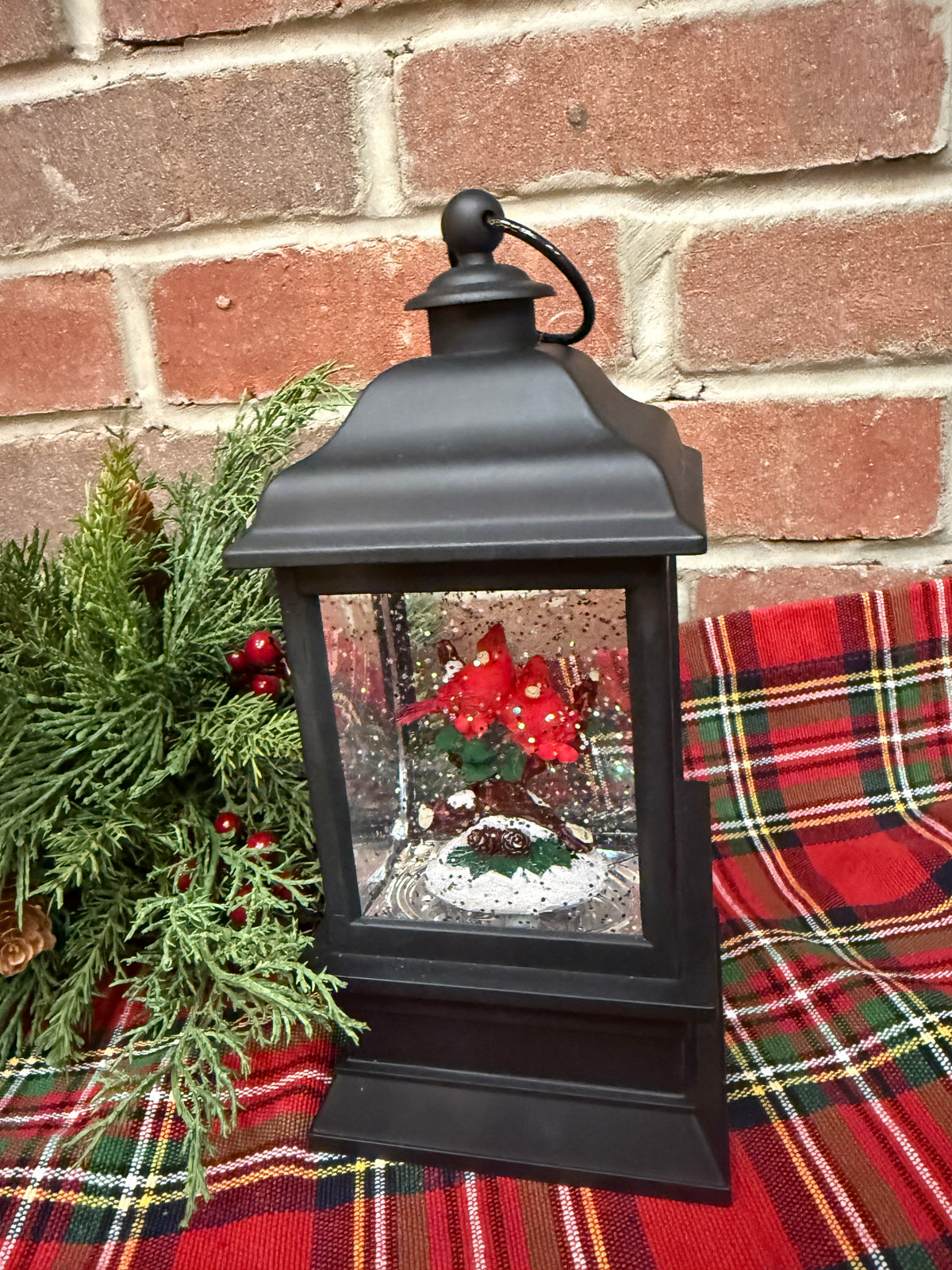 Cardinals Lighted Water Globe Lantern