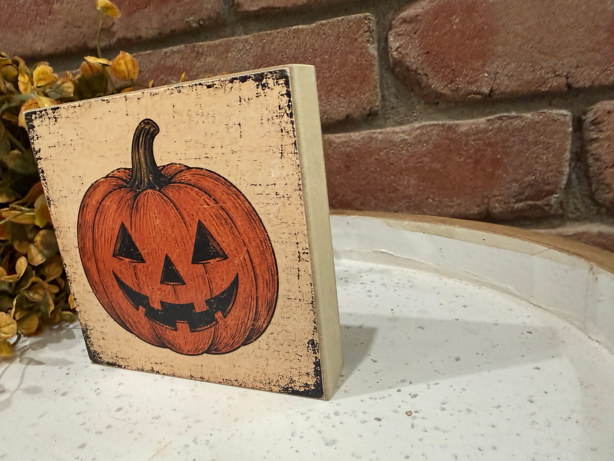 Jack o Lantern Wood Sign
