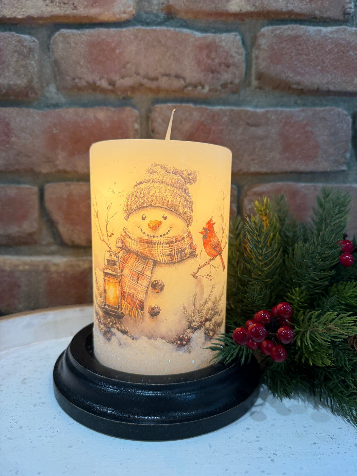 Woodsy Wilbur Snowman Candle Sleeve