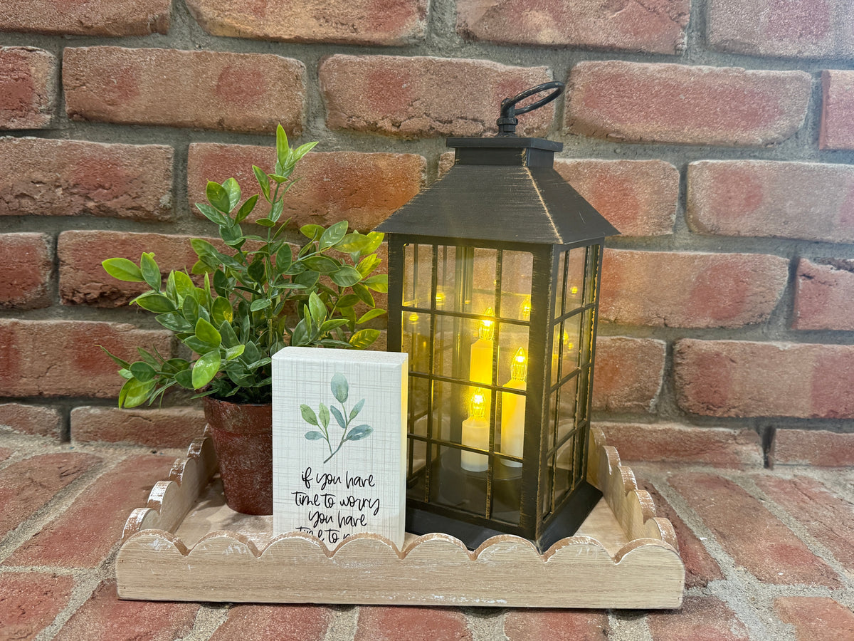 Lighted Lantern with Candle Trio