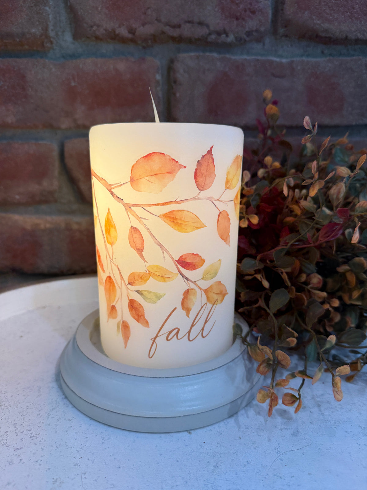 Autumn Leaves Branch Candle Sleeve